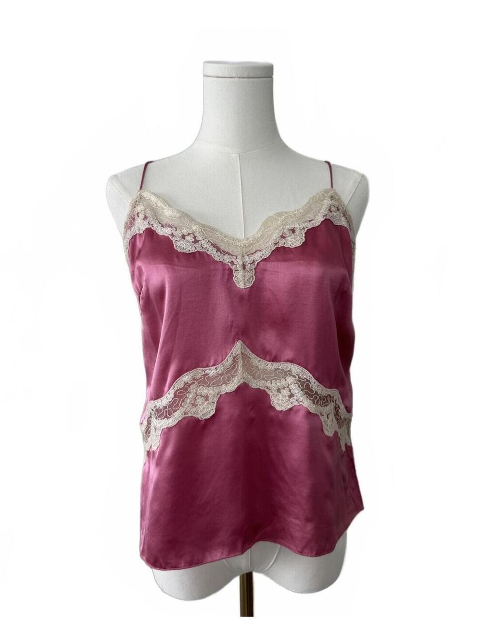 Blugirl Blumarine Pink Silk Lace Camisole Top Y2K Lingerie Cami S/M